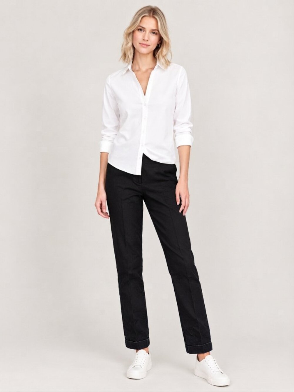 2/$30 Chico's So Slimming Ankle Cuffed Cropped Pant Mid Rise Black 10 #A4886